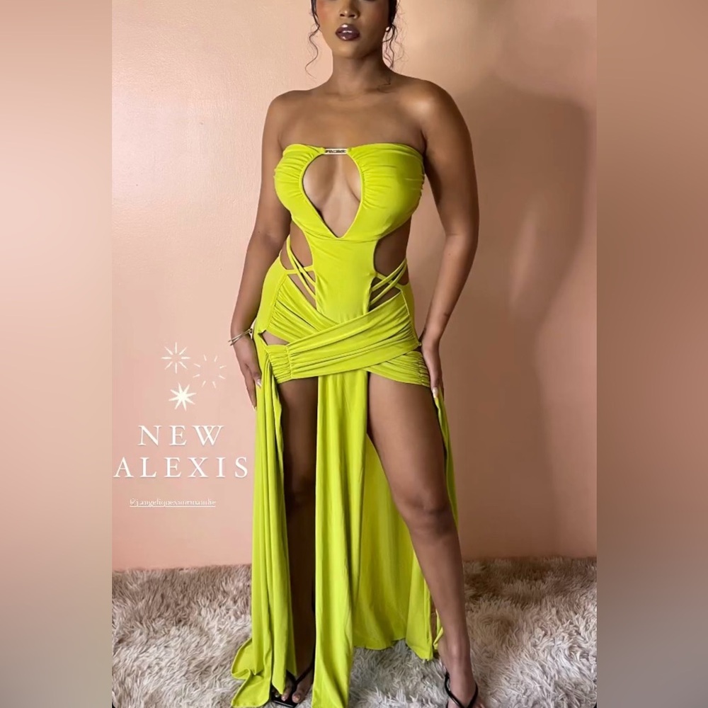 J. ANGELIQUE Lime Green Cut-Out Dress